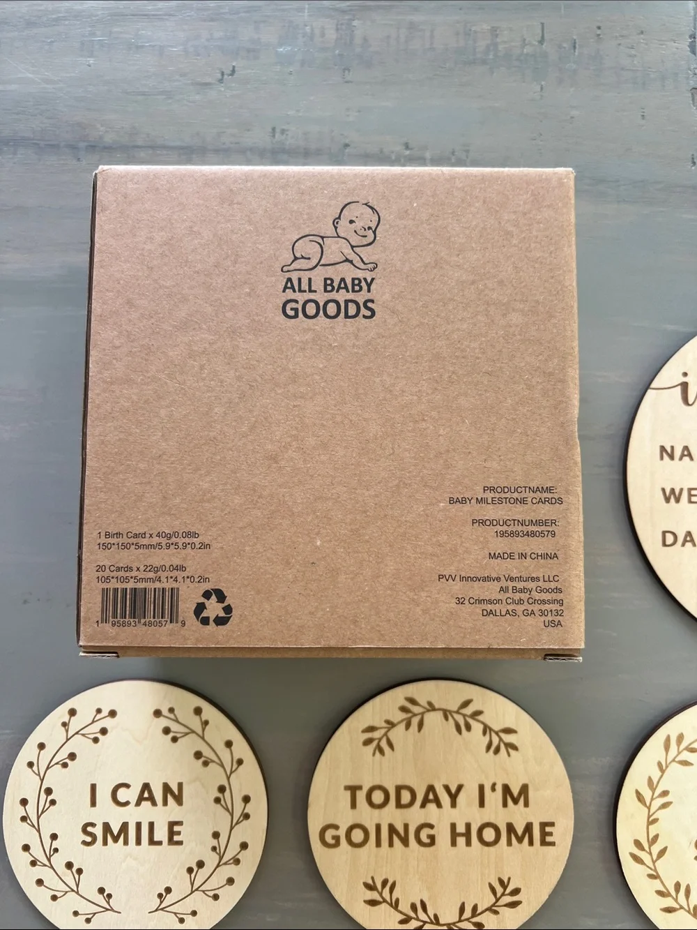 🆕 Neutral Wooden Baby Milestone Discs. Baby Shower Gift. NWT. NIB.